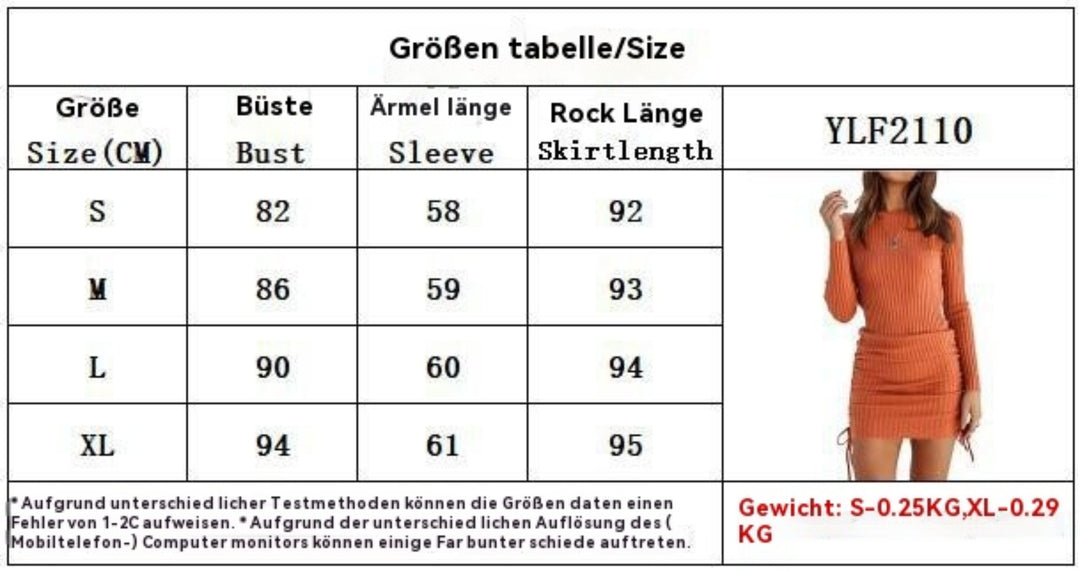 EB | Europäisches und amerikanisches lässiges plissiertes langärmeliges Kleid mit mittlerer Taille