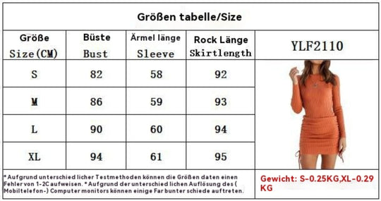 EB | Europäisches und amerikanisches lässiges plissiertes langärmeliges Kleid mit mittlerer Taille