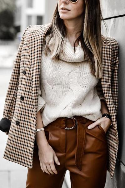 EB | Karierter Blazer mit langen Ärmeln