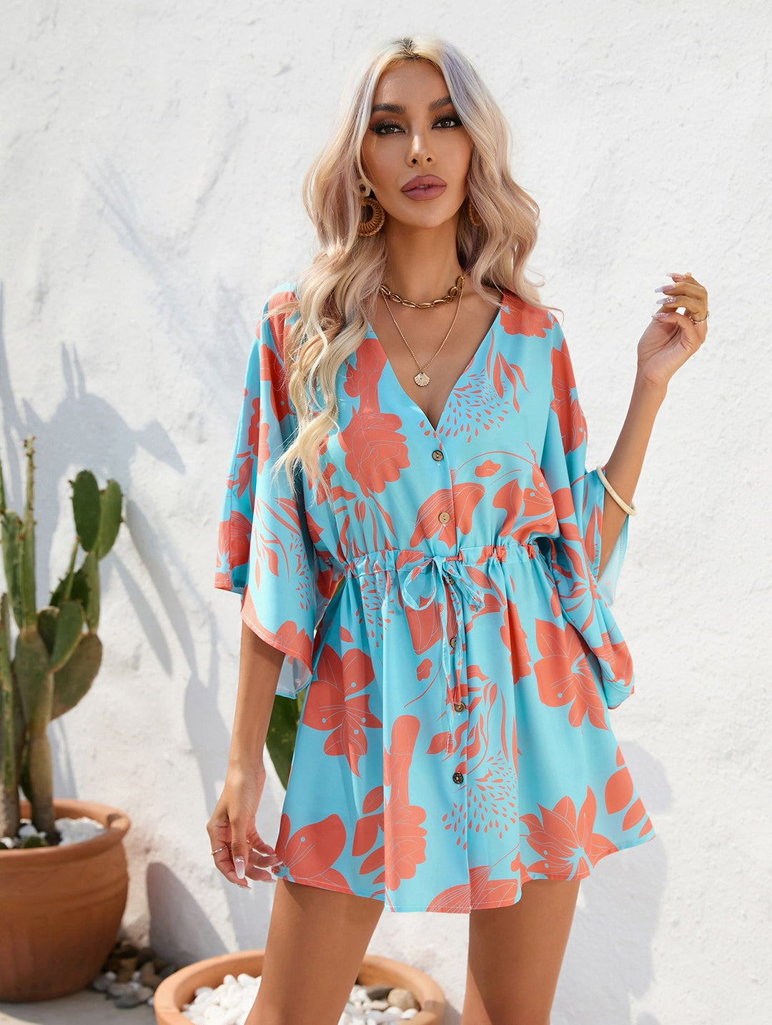 EB | Kleid mit Blattdruck