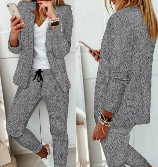 EB | Anzug-Set Moderner Zweiteiler mit Weiter Hose Taillierter Blazerjacke