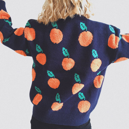 EB | Strickpullover mit Früchteprint Weich und Einzigartig Gemütliche Passform