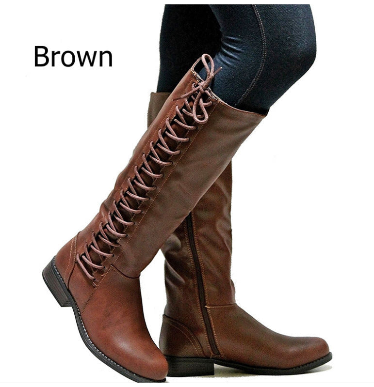 Elegante Hohe Damenstiefel mit Schnürdetails EB