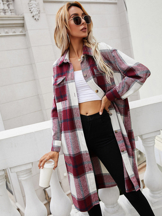 EB | Karierte Longline Hemdjacke