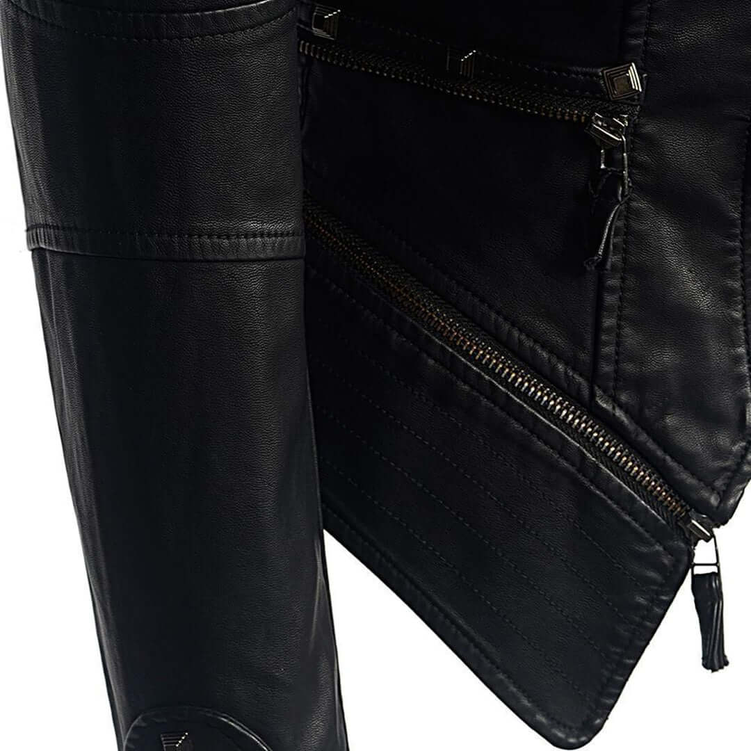 EB | Damen Enganliegende Genietete Biker Lederjacke