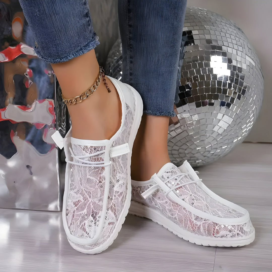 Mia | Damen Mode Spitze Turnschuhe EB