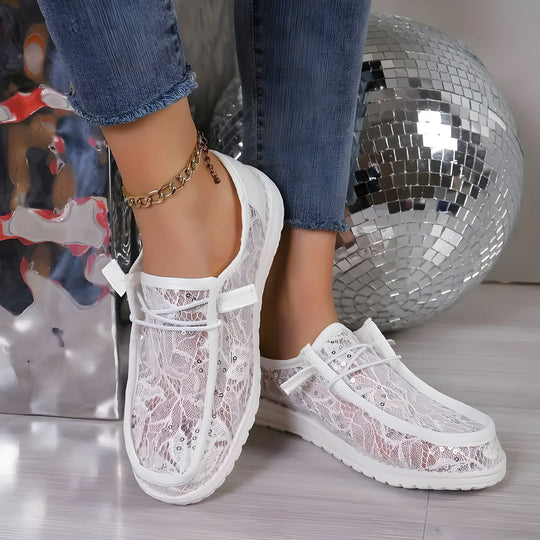 Mia | Damen Mode Spitze Turnschuhe EB