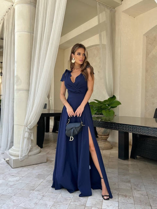 EB | Abendkleid Langer Plissierter Einfarbiger