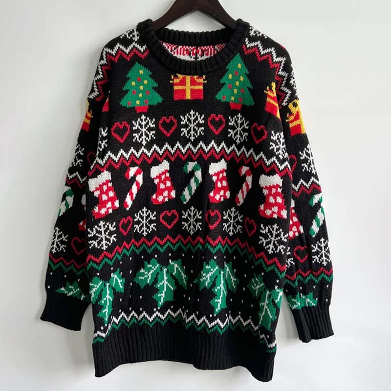 EB | Weihnachtlicher Strickpullover Mit Schneeflockenmotiv
