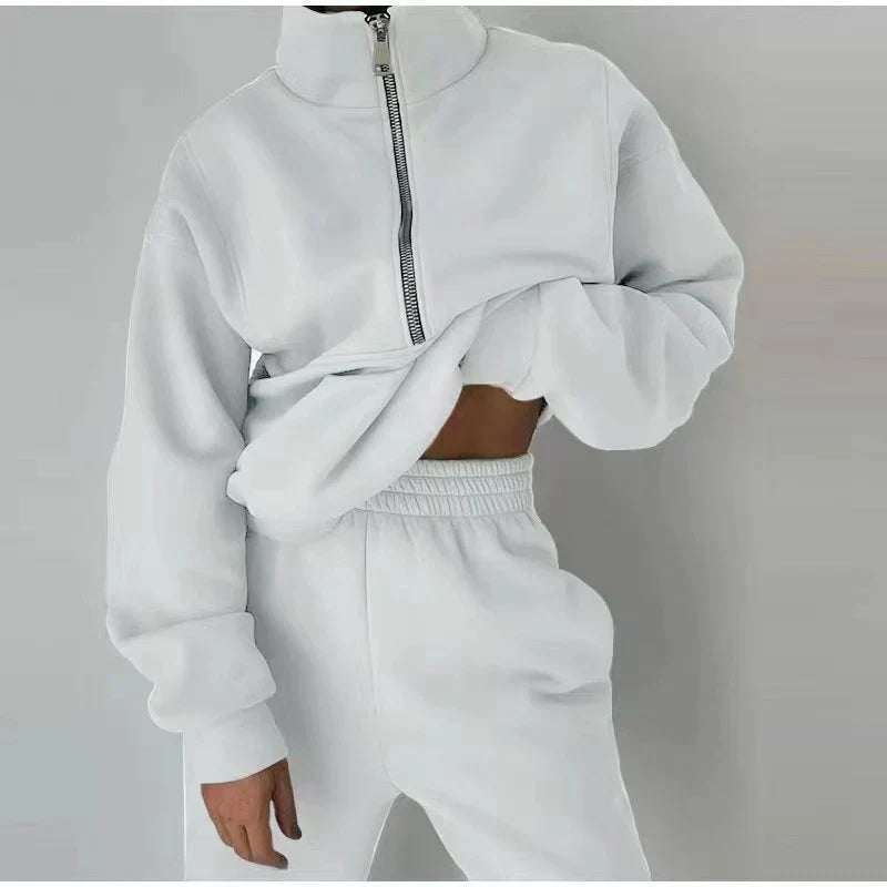 EB | Sweatshirt - Damen Herbst Halb-Zip Trainingsanzug Set