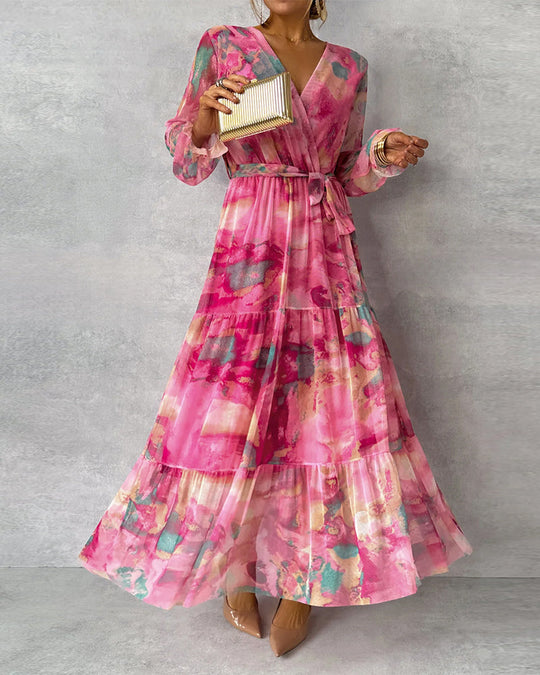 EB | Elegantes Kleid mit Print und Plissiertem Rock