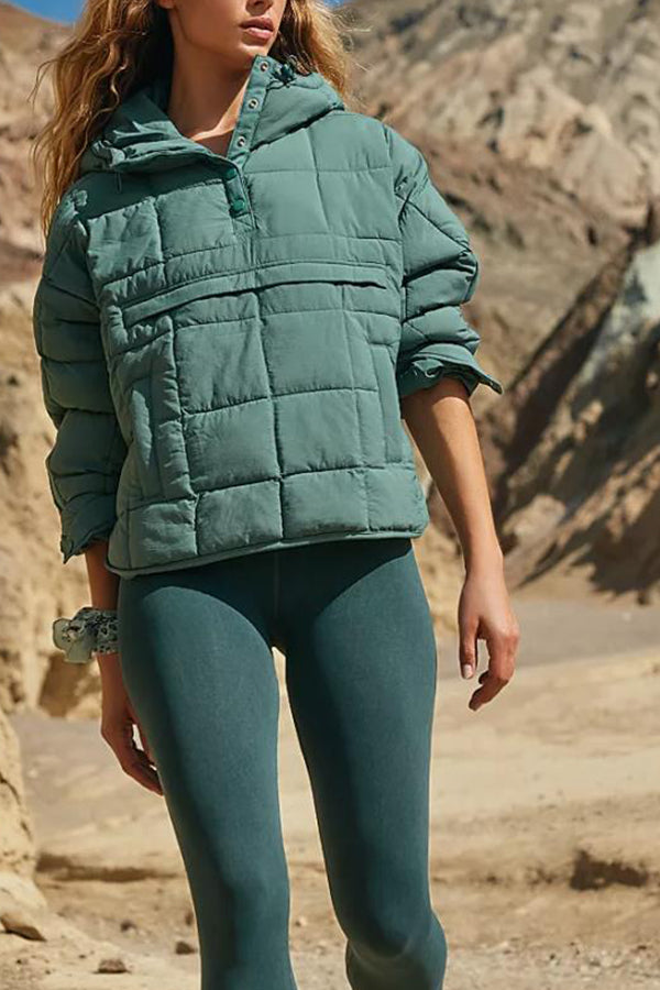 EB | Farbe Kapuzenjacke Gepolstert Faltbare Gepolsterte Pullover Tasche Langarmjacke