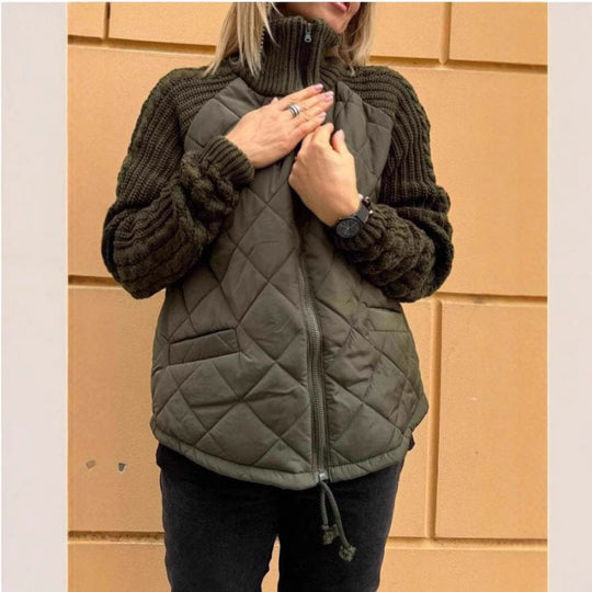 EB | Gemütliche Steppjacke mit Strickärmeln für Frauen