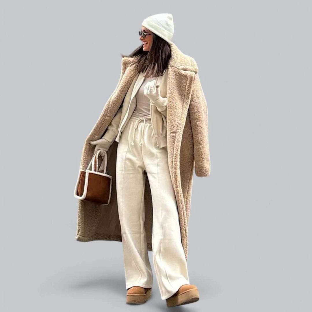 Damen Kunstfelljacke mit Teddy-Optik & Langer Passform | EB
