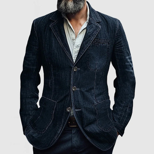 EB - Lässiger Herbst Einzelreihe Denim Blazer für Herren