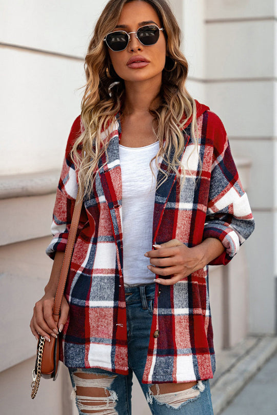 EB | Gitter Oversized Jacke mit Kapuze Lässiger Komfort Warm und Trendy