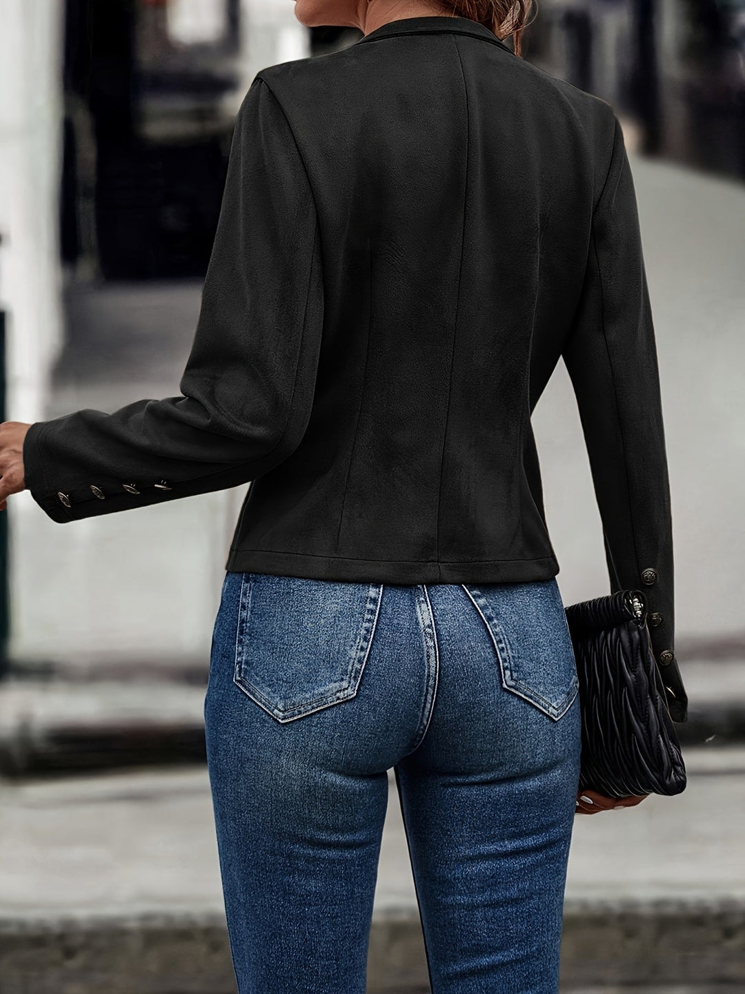 EB | Militärisch Inspirierte Blazer mit Knopfdetails Polyester Stilvoll und Scharf