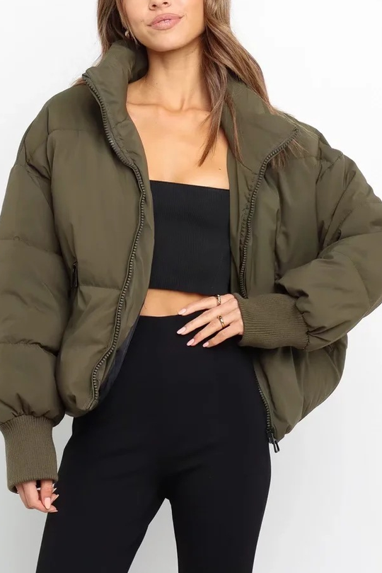 EB | Kragen Reißverschluss Tasche Dick Warm Baumwolljacke