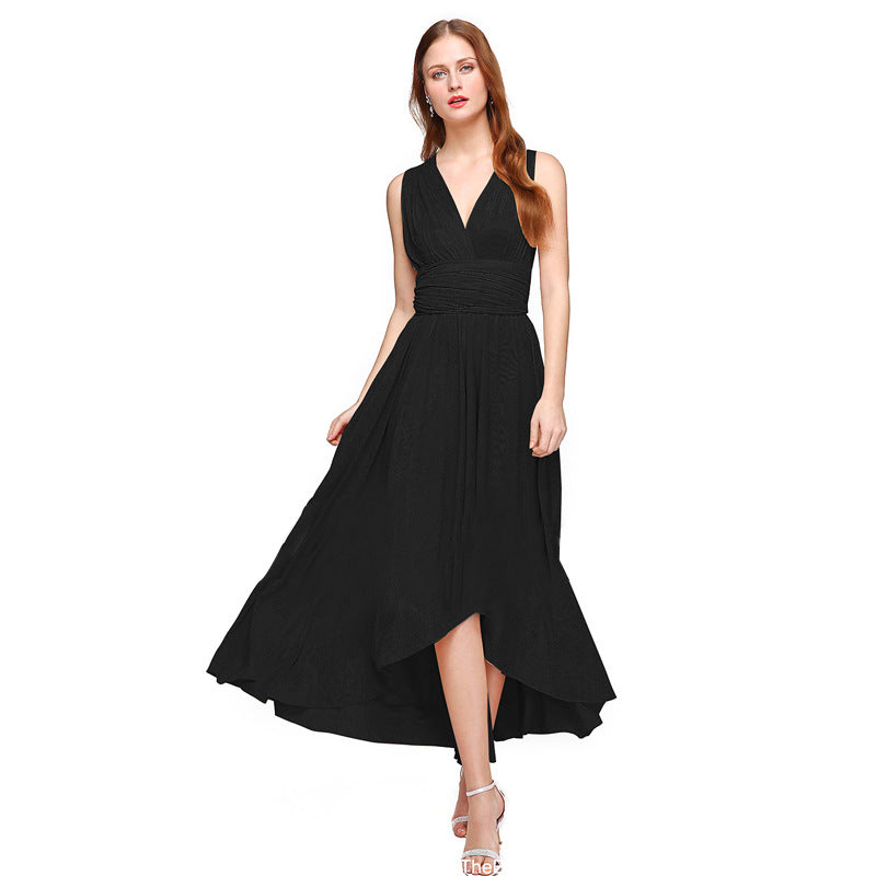 Damen Maxikleid mit fließendem A-Linien-Schnitt und tiefem V-Ausschnitt EB