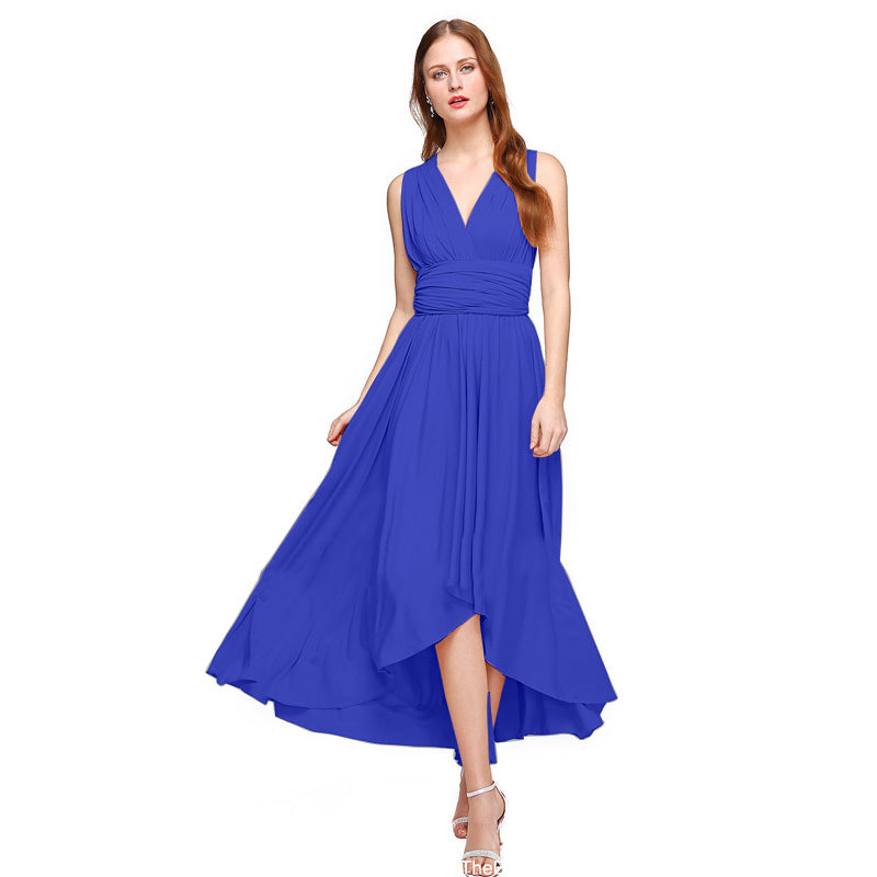 Damen Maxikleid mit fließendem A-Linien-Schnitt und tiefem V-Ausschnitt EB