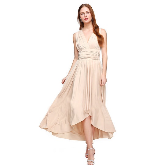Damen Maxikleid mit fließendem A-Linien-Schnitt und tiefem V-Ausschnitt EB