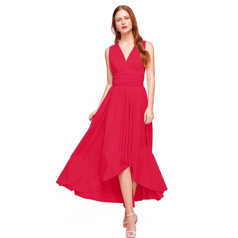 Damen Maxikleid mit fließendem A-Linien-Schnitt und tiefem V-Ausschnitt EB