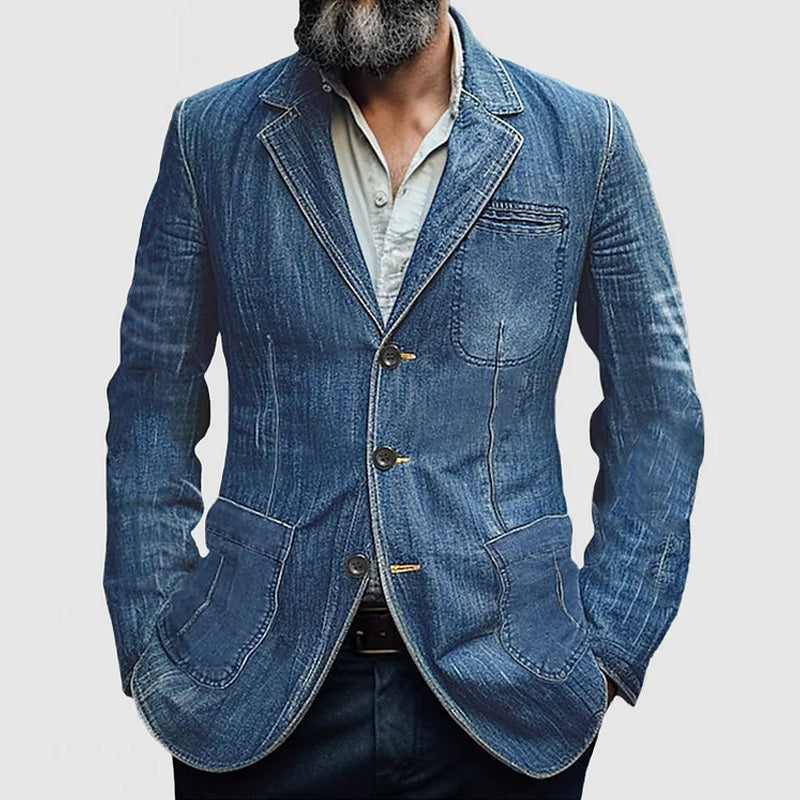 EB - Lässiger Herbst Einzelreihe Denim Blazer für Herren