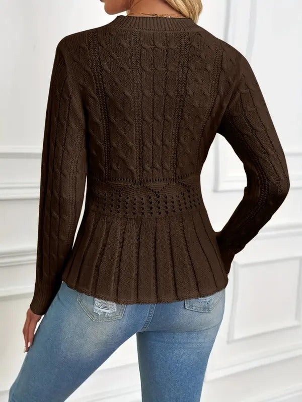 EB | Bequemer Schicker Grobstrickpullover mit Rundhalsausschnitt