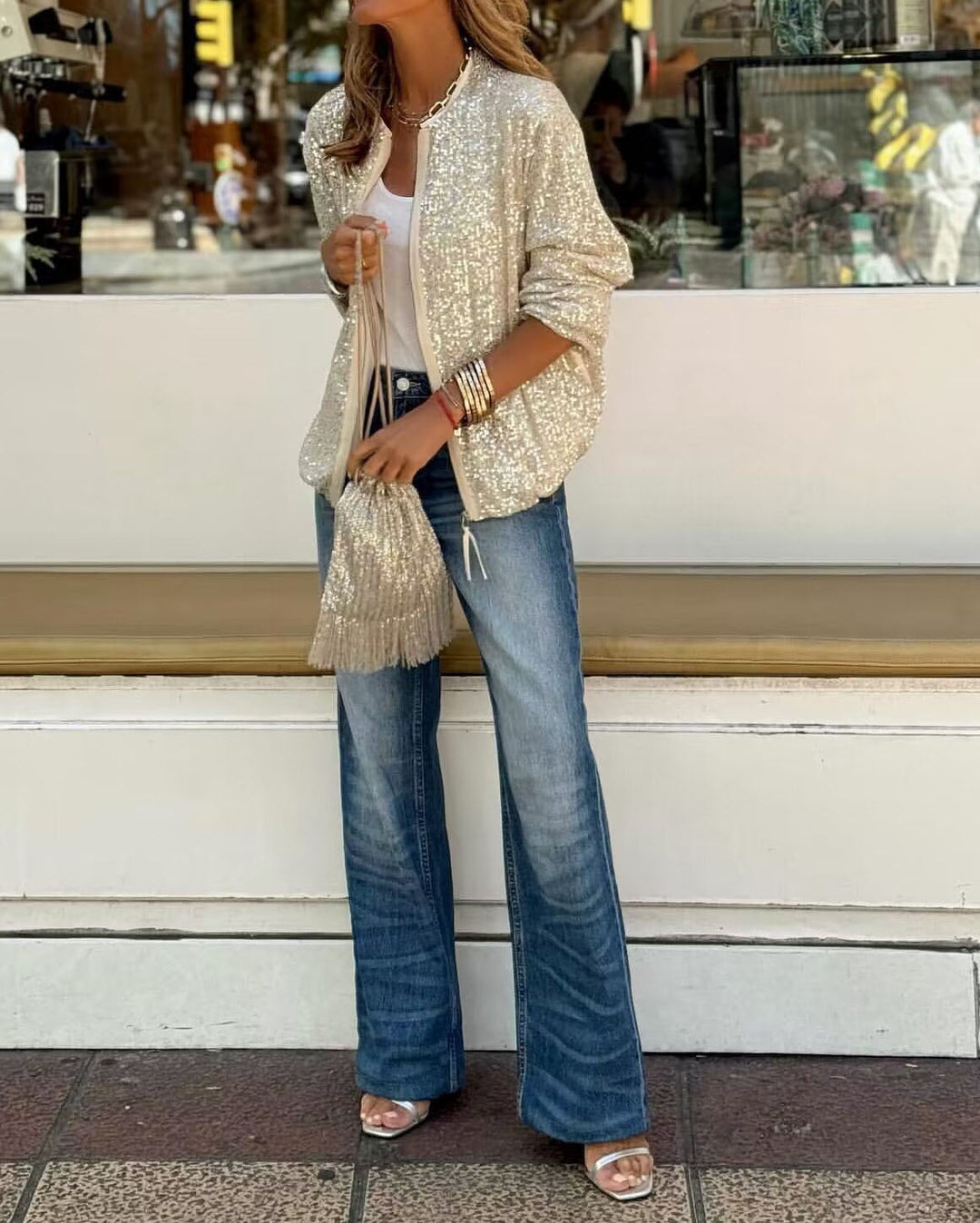 EB | Pailletten Baseballjacke