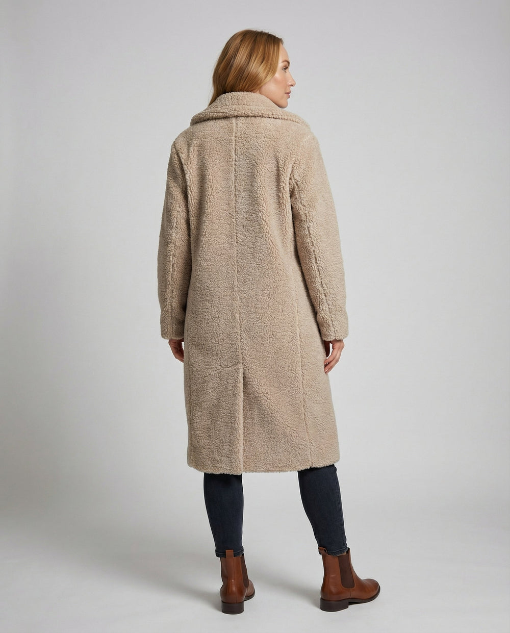 Damen Kunstfelljacke mit Teddy-Optik & Langer Passform | EB