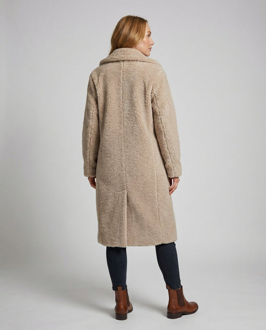 Damen Kunstfelljacke mit Teddy-Optik & Langer Passform | EB