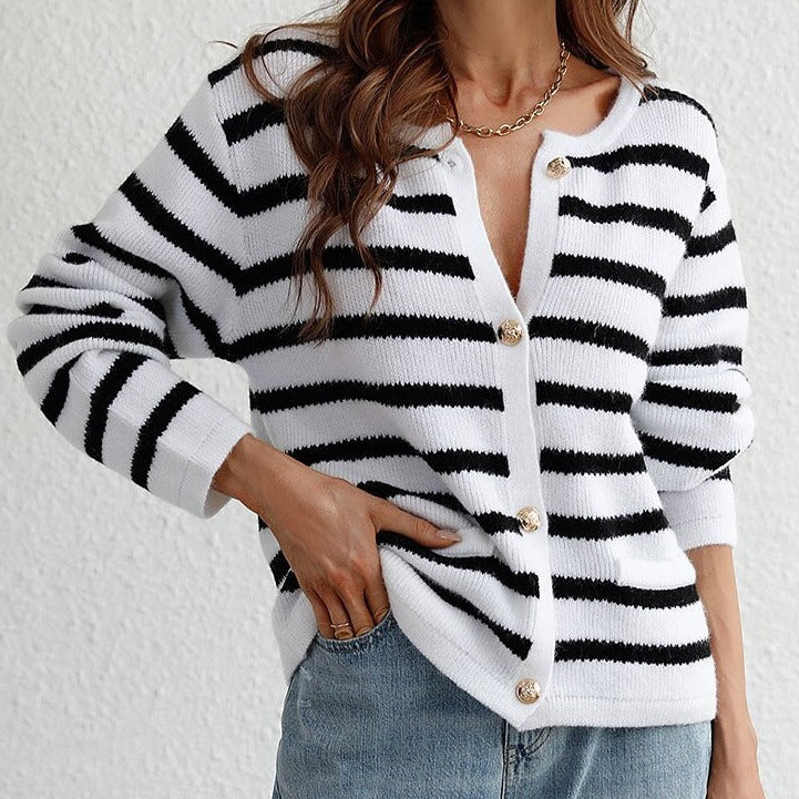 EB | Trendiger Herbstcardigan mit Goldenen Knöpfen für Damen