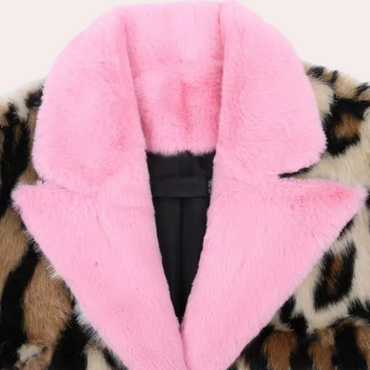 EB | Winter Pelzmantel mit Leopardenmuster für Damen