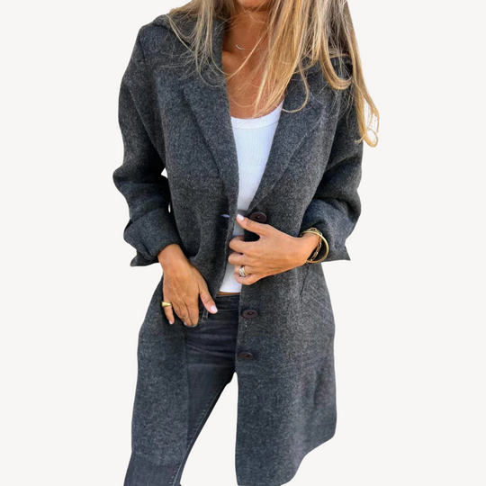 EB | Frauen Wollmischung Langjacke mit Knopfverschluss