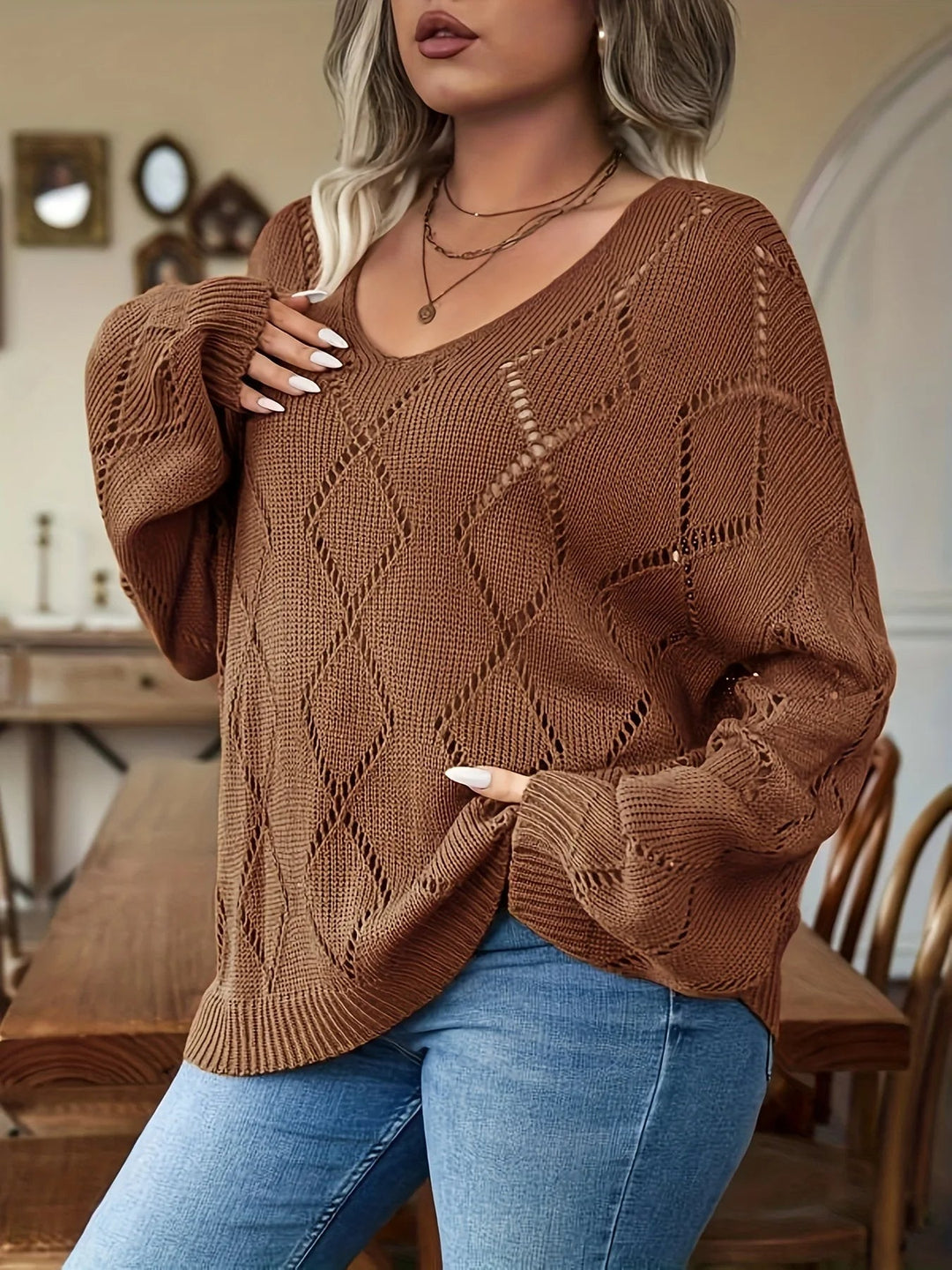 EB | Damen Übergroßer Strickpullover In Übergröße