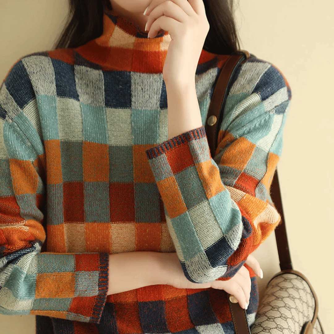 EB | Sweater - Cashmere Patchwork-Turtleneck-Strick