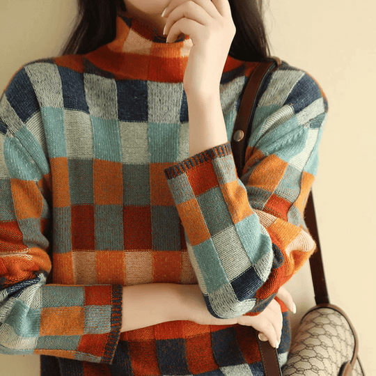 EB | Sweater - Cashmere Patchwork-Turtleneck-Strick