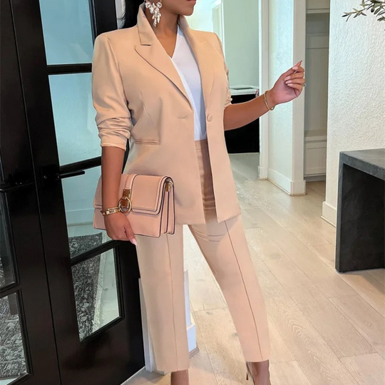 EB - Schicke Herbst Bürostil Blazer und Hosen Set für Frauen