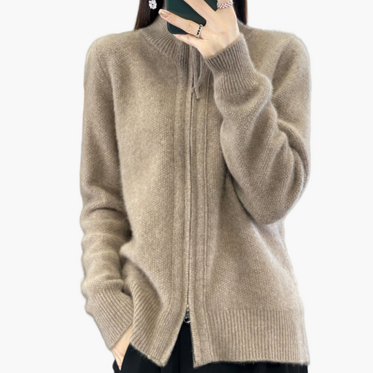 EB | Strickjacke mit Reißverschluss - Eleganter Casual Style für Alltag und Büro