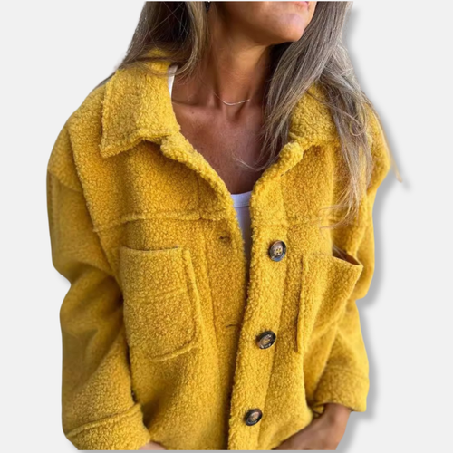 EB | Sherpa-Jacke - Weiche Flauschige Textur - Lockere Passform - Knopfverschluss und Taschen