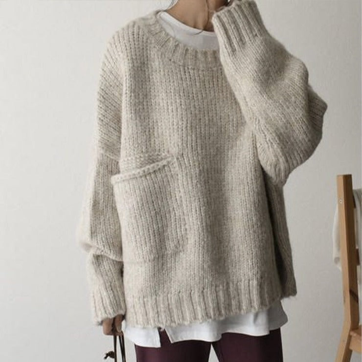 EB | Übergroßer Strickpullover mit Tasche
