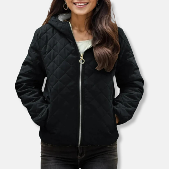 EB | Gepolsterte Jacke - Lockere Passform - Diamantsteppung - Kapuze - Elastischer Saum