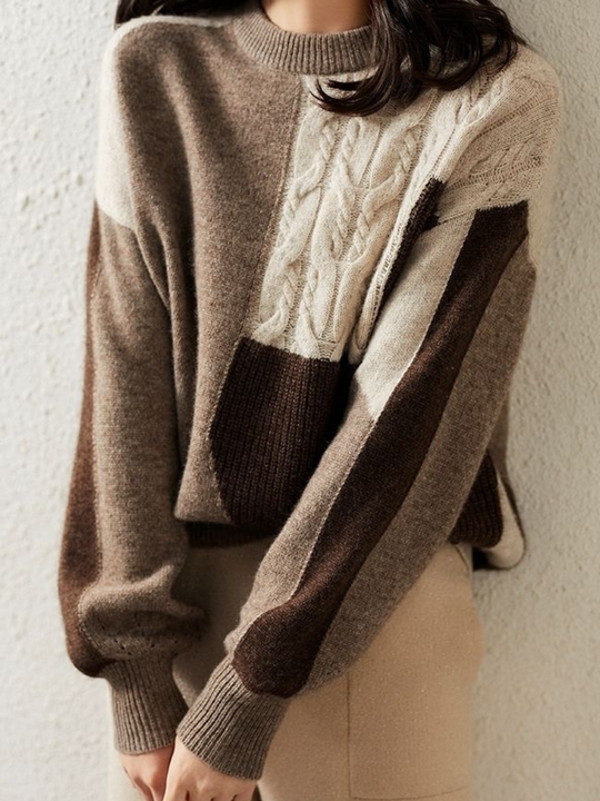 EB | Chic &Amp; Stylischer Strickpullover In Kontrastfarbe