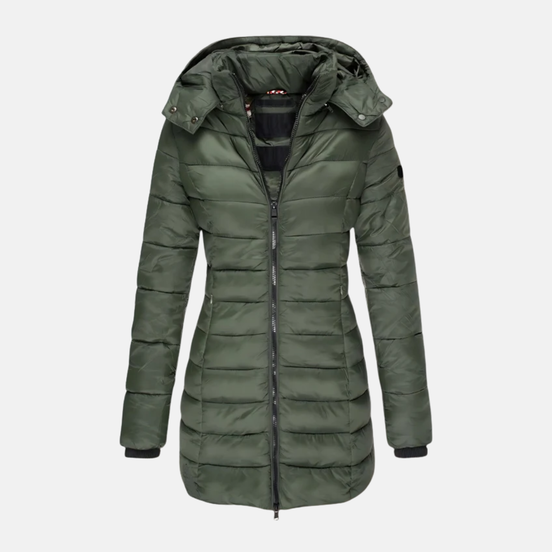 EB | Pufferjacke Slim Fit Oberschenkel Länge mit Kapuze