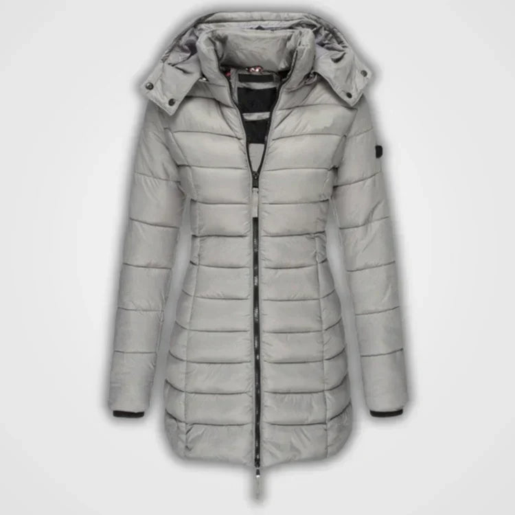 EB | Lange gesteppte Kapuzenjacke für Damen ideal für den Winter