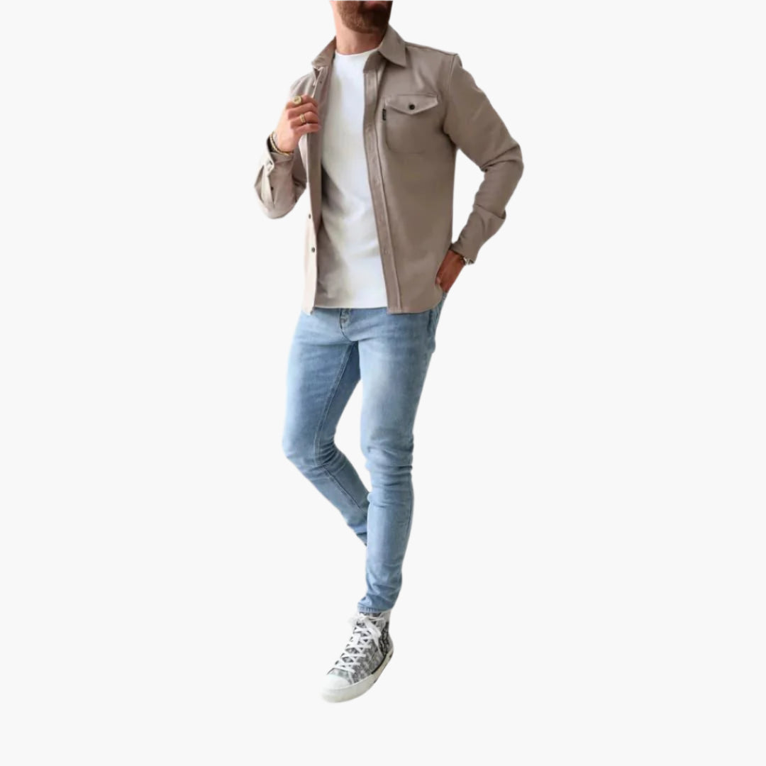 EB | Overshirt Jacke - Modernes Knopfdurchgang Hemdjacke für Freizeit und Business
