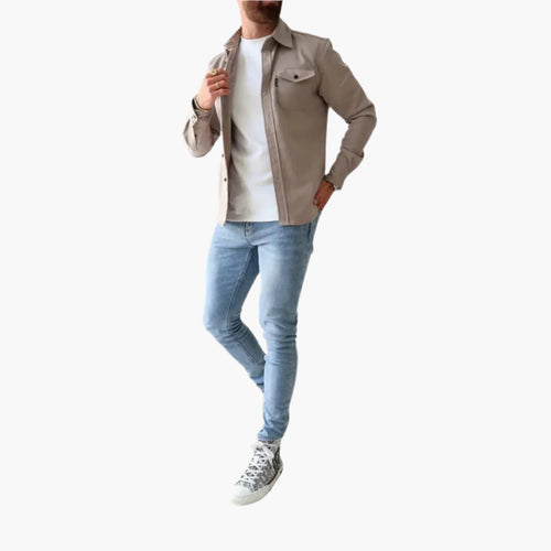 EB | Overshirt Jacke - Modernes Knopfdurchgang Hemdjacke für Freizeit und Business