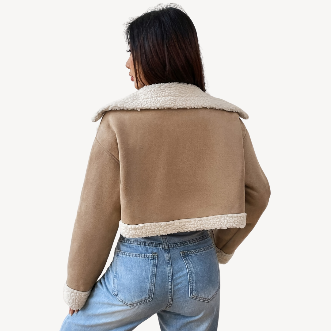 EB | Damen Kunstfell Wildlederjacke
