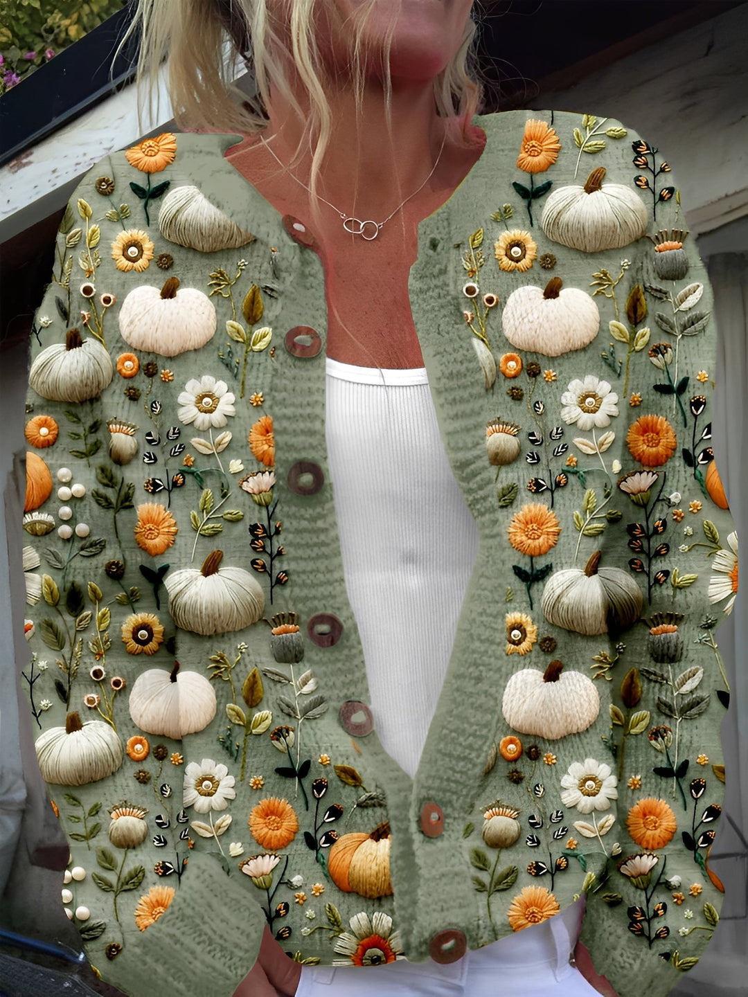 EB | Stilvolle Strickjacke mit Blumenmuster für Frauen