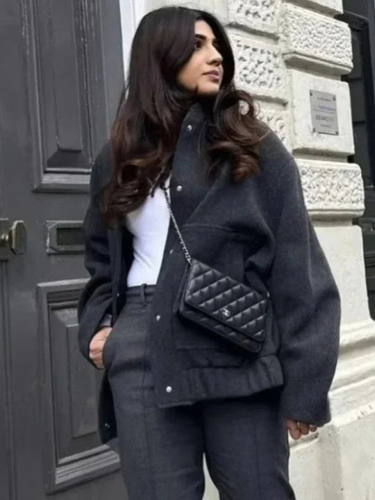 EB | Flauschige Übergroß Jacke mit Taschen